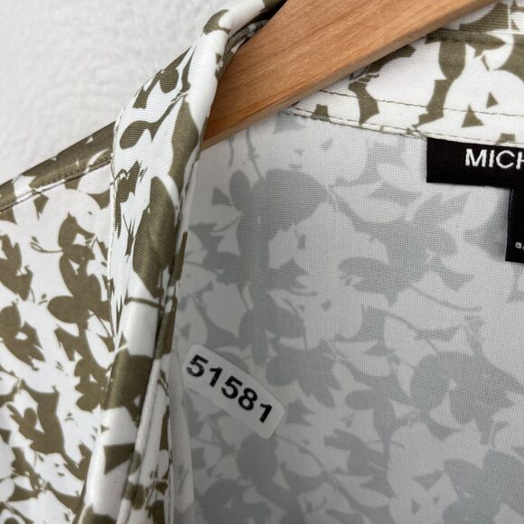 MICHAEL KORS Shirt Men L Golf Polo Short Sleeve Floral Camo Performance Olive - Picture 13 of 13